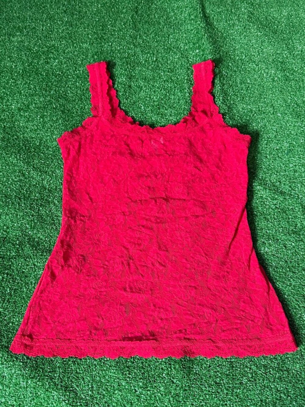 Vintage Y2K Hanky Panky Red Lace Camisole Lingerie Cami Made in USA Top Size M
